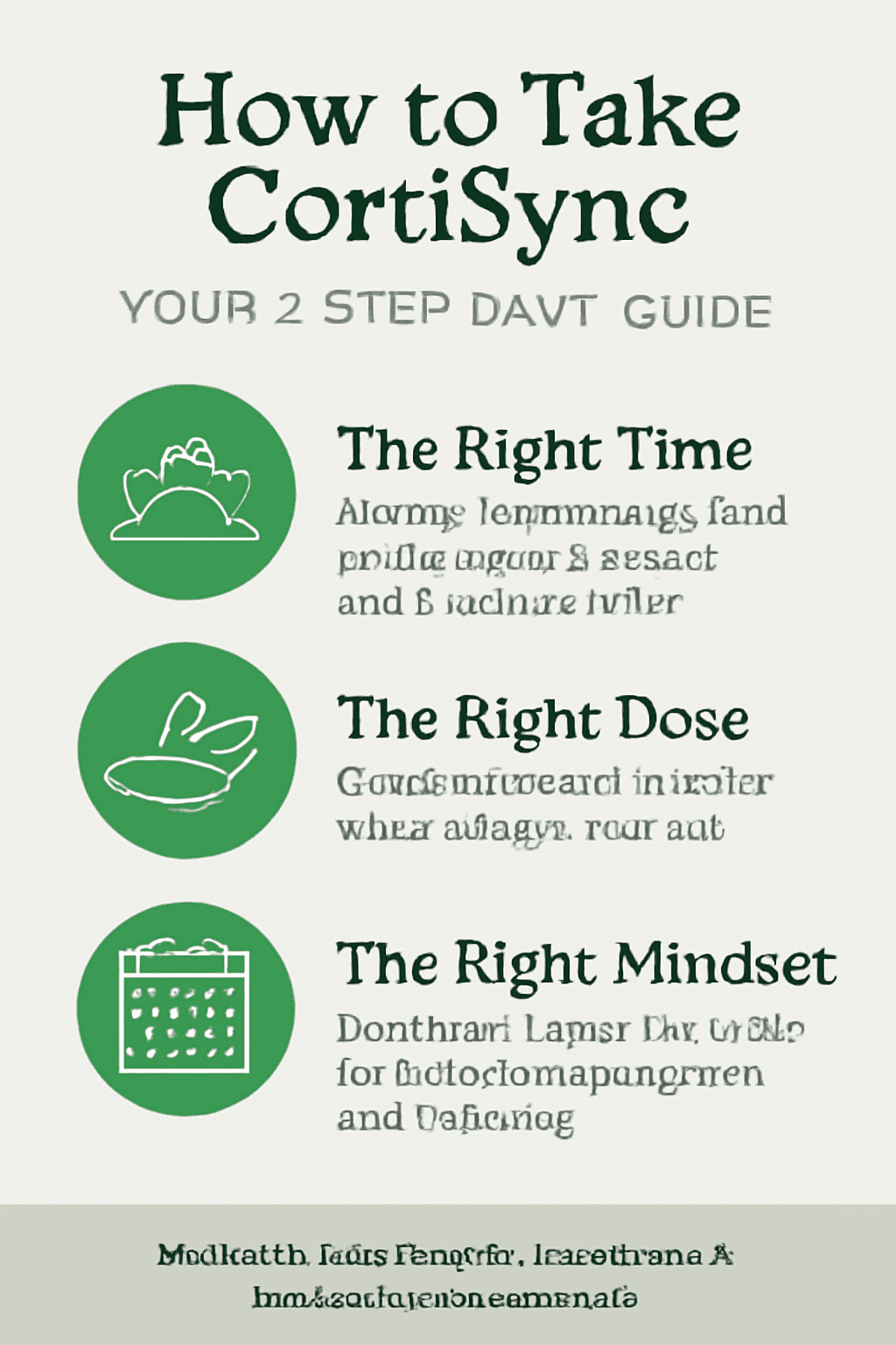 An infographic guide explaining how to take CortiSync, showing the 5 expert tips for correct dosage, timing with breakfast, and the importance of consistency.