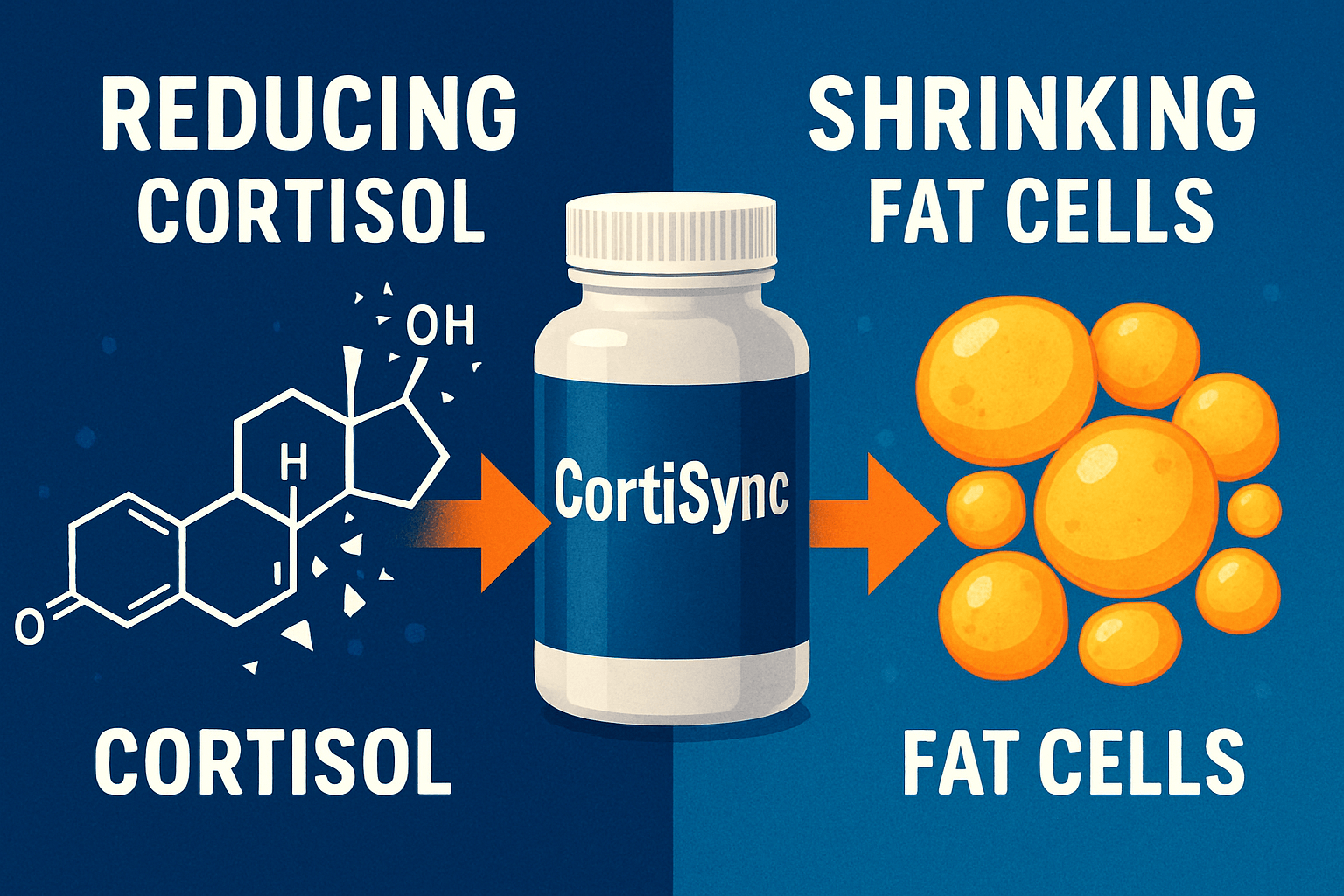 A visual showing how dual-action supplements like CortiSync lower cortisol and promote weight loss.